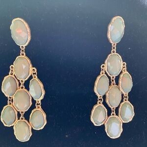 Fashion light green hanging earrings with gold